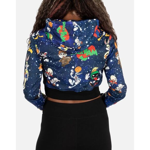 Space Jam Tune Squad Crop Top Hoodie Rare Size Juniors XL 44" Chest 18" Length - Picture 16 of 16